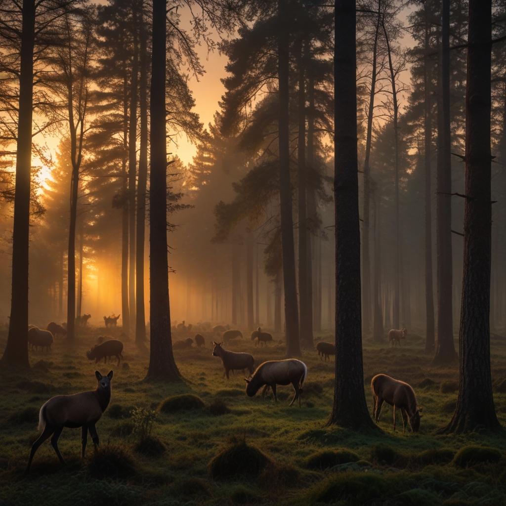 Forest With Sunset